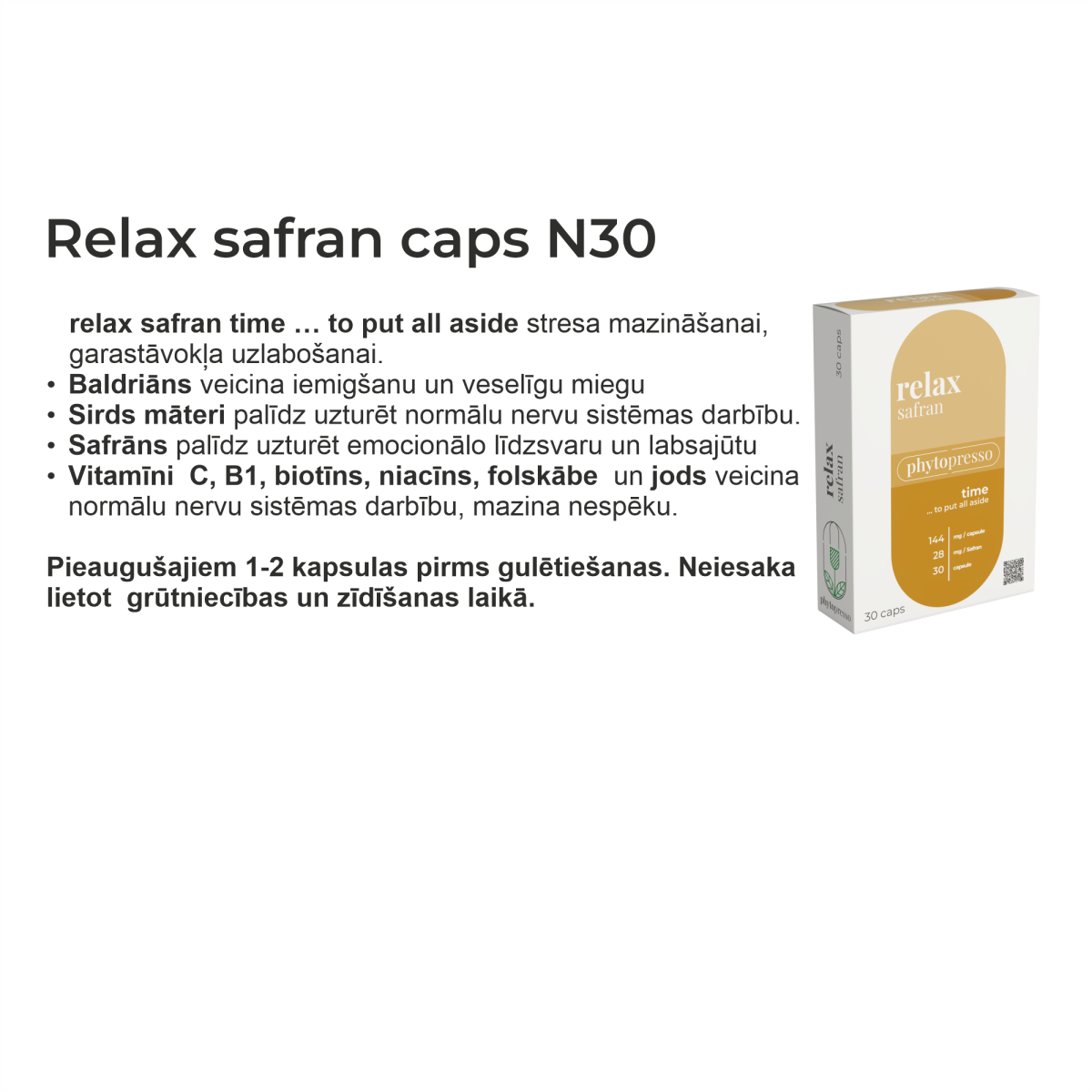 Ingredients capsules relax safran square